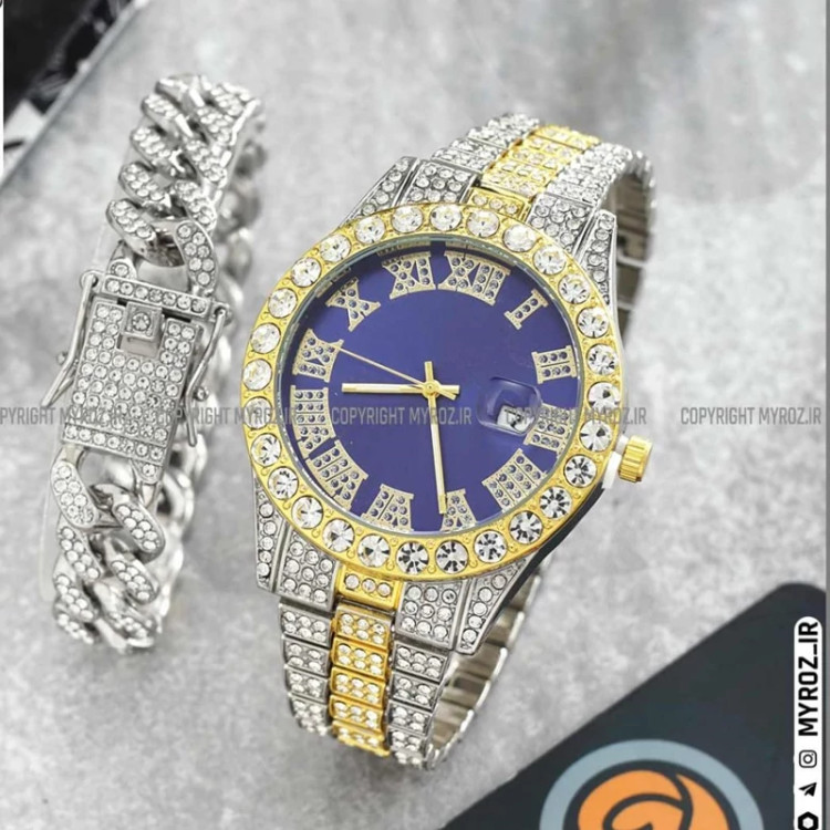 ست ساعت مچی مردانه فول نگین رولکس ROLEX مدل 2120 بدون دستبند